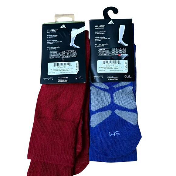 Adidas youth Baseball OVER-The-CALF SOCKS blue and red Compression Sz S NWT - Picture 2 of 5